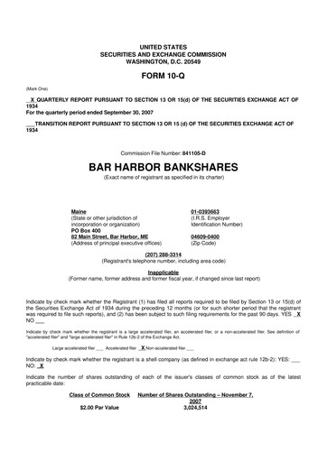 Vorschaubild Bar Harbor Bankshares

 10-Q Quartalsbericht  