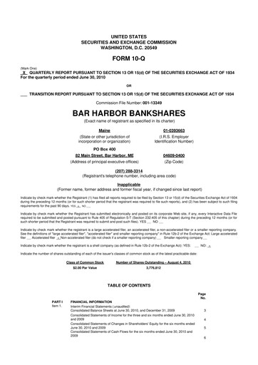 Vorschaubild Bar Harbor Bankshares

 10-Q Quartalsbericht  