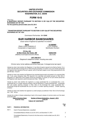 Vorschaubild Bar Harbor Bankshares

 10-Q Quartalsbericht 2013 