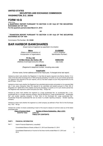 Vorschaubild Bar Harbor Bankshares

 10-Q Quartalsbericht 2015 