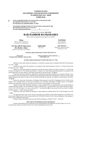 Thumbnail Bar Harbor Bankshares

 10-K Annual Report 2016