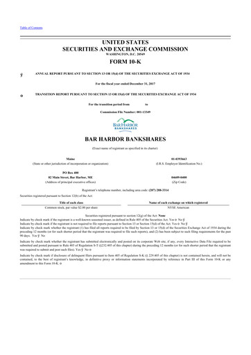 Thumbnail Bar Harbor Bankshares

 10-K Annual Report 2017