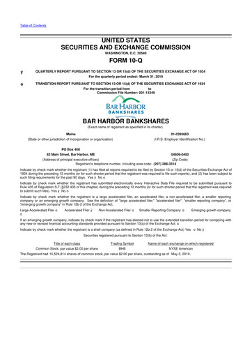 Vorschaubild Bar Harbor Bankshares

 10-Q Quartalsbericht 2019 