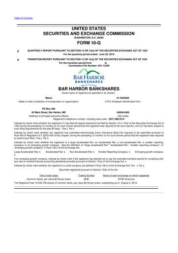 Vorschaubild Bar Harbor Bankshares

 10-Q Quartalsbericht 2019 