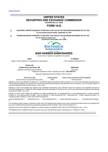 Vorschaubild Bar Harbor Bankshares

 10-Q Quartalsbericht 2019 