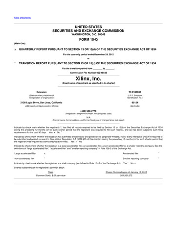 Thumbnail Xilinx 10-Q Quarterly Report FY2013 