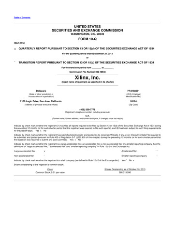 Thumbnail Xilinx 10-Q Quarterly Report FY2014 