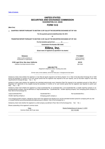 Thumbnail Xilinx 10-Q Quarterly Report FY2019 