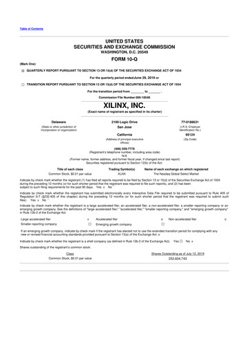 Thumbnail Xilinx 10-Q Quarterly Report FY2019 