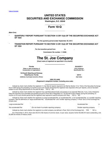 Vorschaubild St. Joe Company
 10-Q Quartalsbericht 2013 