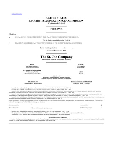 Thumbnail St. Joe Company
 10-K Annual Report 2016