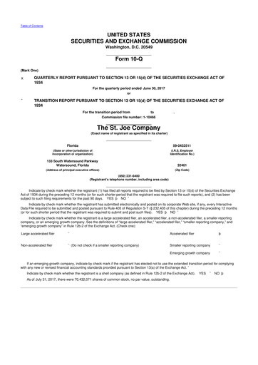 Vorschaubild St. Joe Company
 10-Q Quartalsbericht 2017 
