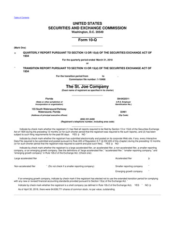 Vorschaubild St. Joe Company
 10-Q Quartalsbericht 2018 