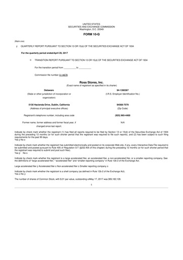 Vorschaubild Ross Stores 10-Q Quartalsbericht 2017 