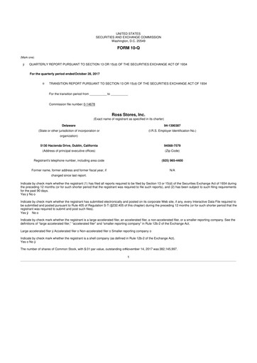 Vorschaubild Ross Stores 10-Q Quartalsbericht 2017 