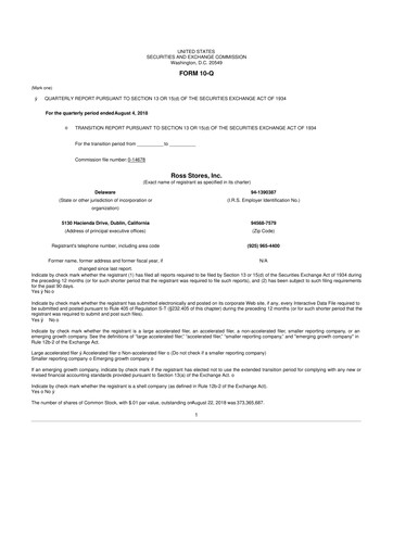 Vorschaubild Ross Stores 10-Q Quartalsbericht 2018 