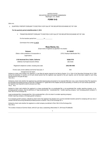 Vorschaubild Ross Stores 10-Q Quartalsbericht 2018 