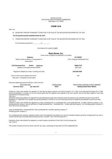 Vorschaubild Ross Stores 10-Q Quartalsbericht  