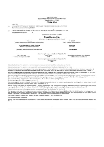 Thumbnail Ross Stores 10-K Annual Report 2020