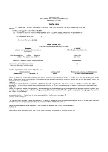 Vorschaubild Ross Stores 10-Q Quartalsbericht 2021 