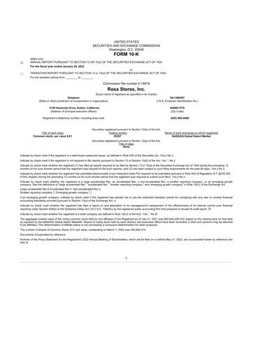 Thumbnail Ross Stores 10-K Annual Report 2021