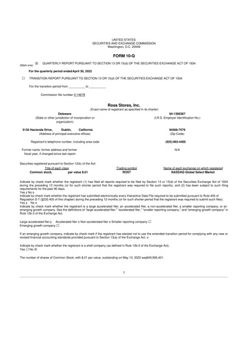 Vorschaubild Ross Stores 10-Q Quartalsbericht 2022 