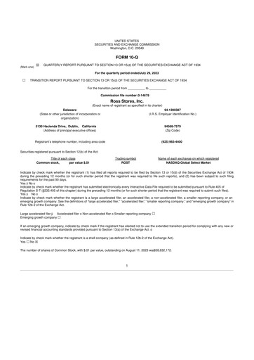 Vorschaubild Ross Stores 10-Q Quartalsbericht 2023 