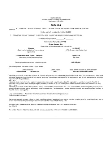 Vorschaubild Ross Stores 10-Q Quartalsbericht 2023 