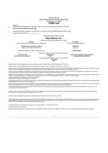 Thumbnail Ross Stores 10-K Annual Report 2023
