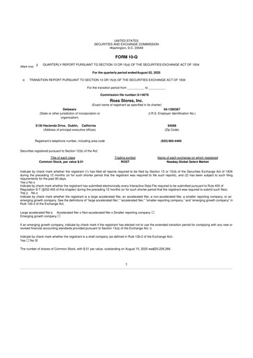 Vorschaubild Ross Stores 10-Q Quartalsbericht 2025 