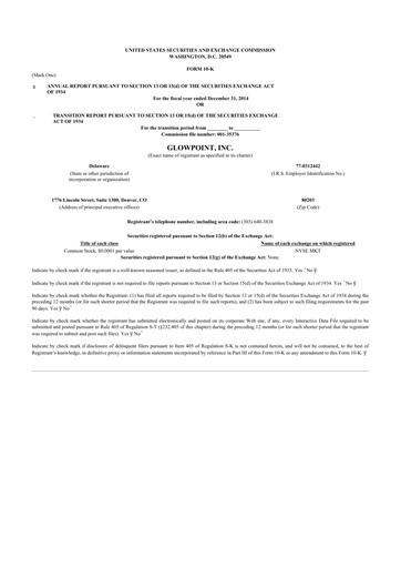 Thumbnail Oblong 10-K Annual Report 2014