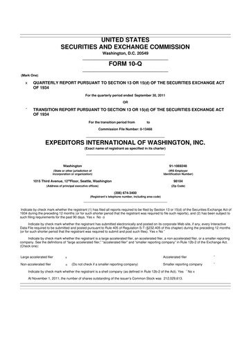 Thumbnail Expeditors International 10-Q Quarterly Report FY2011 