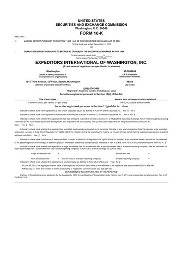 Thumbnail Expeditors International 10-K Annual Report 2012