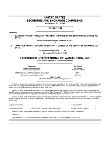 Thumbnail Expeditors International 10-Q Quarterly Report FY2013 