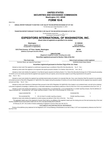 Thumbnail Expeditors International 10-K Annual Report 2016