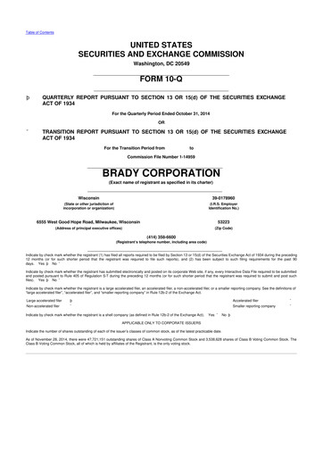 Thumbnail Brady Corporation 10-Q Quarterly Report FY2015 