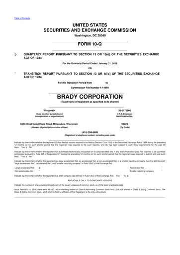 Thumbnail Brady Corporation 10-Q Quarterly Report FY2016 