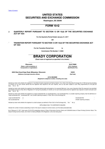 Thumbnail Brady Corporation 10-Q Quarterly Report FY2017 