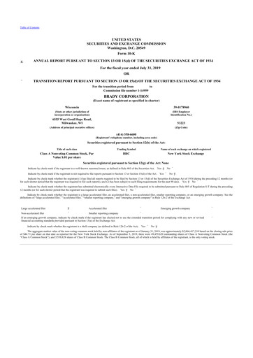 Thumbnail Brady Corporation 10-K Annual Report 2019