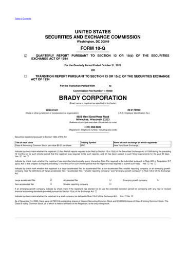 Thumbnail Brady Corporation 10-Q Quarterly Report FY2024 