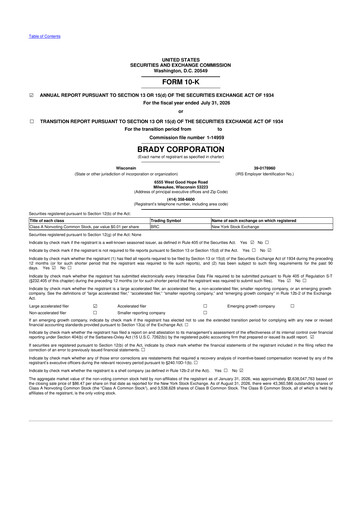 Thumbnail Brady Corporation 10-K Annual Report 2026
