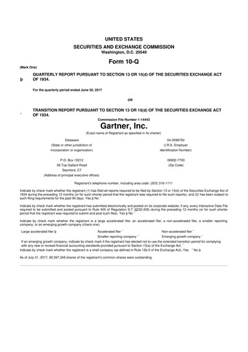 Thumbnail Gartner 10-Q Quarterly Report FY2017 