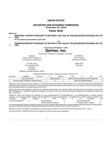 Thumbnail Gartner 10-Q Quarterly Report FY2021 