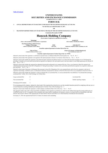 Thumbnail Hancock Whitney 10-K Annual Report 2017