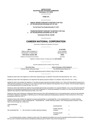 Thumbnail Camden National Corporation
 10-K Annual Report 2017