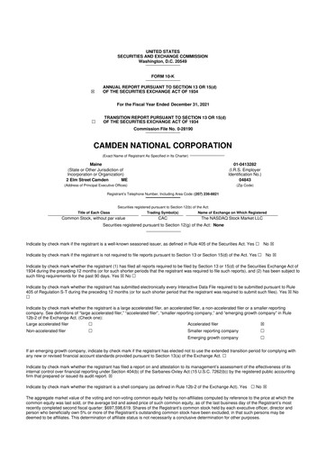 Thumbnail Camden National Corporation
 10-K Annual Report 2021