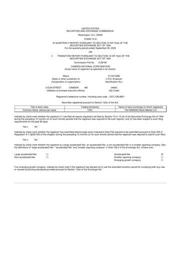 Thumbnail Camden National Corporation
 10-Q Quarterly Report FY2023 