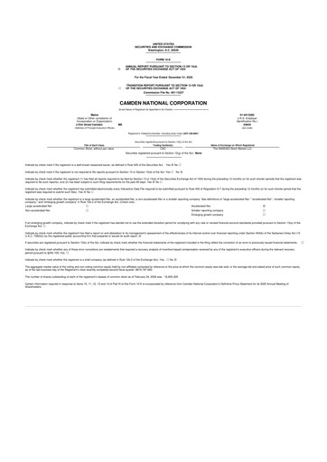 Thumbnail Camden National Corporation
 10-K Annual Report 2025