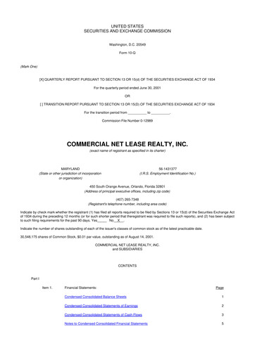 Thumbnail NNN REIT 10-Q Quarterly Report FY 