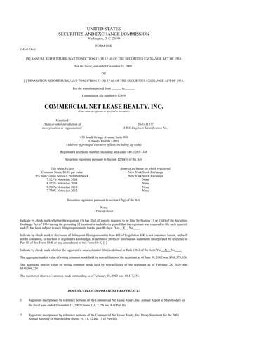 Thumbnail NNN REIT 10-K Annual Report 